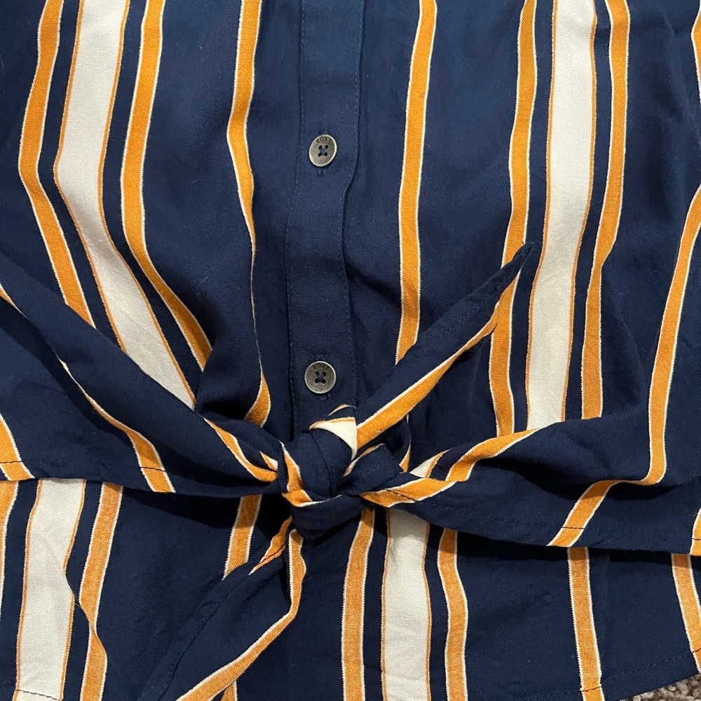 Roxy Vertical Striped Long Sleeve Button Down Blo… - image 4